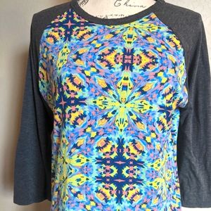 Lularoe 3/4 Sleeve Floral Top Medium Stretchy MADE IN USA